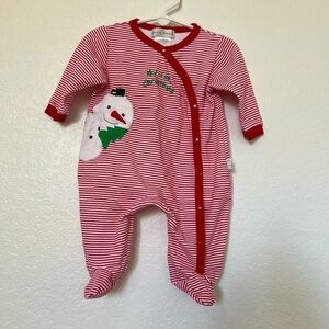 Baby Rumble Tumble Christmas footie pajama red/ white SZ 3-6M